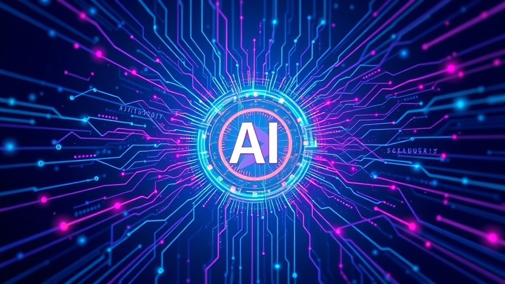 Rappresentazione concettuale di flussi di dati digitali elaborati da un'intelligenza artificiale in stile tech magazine