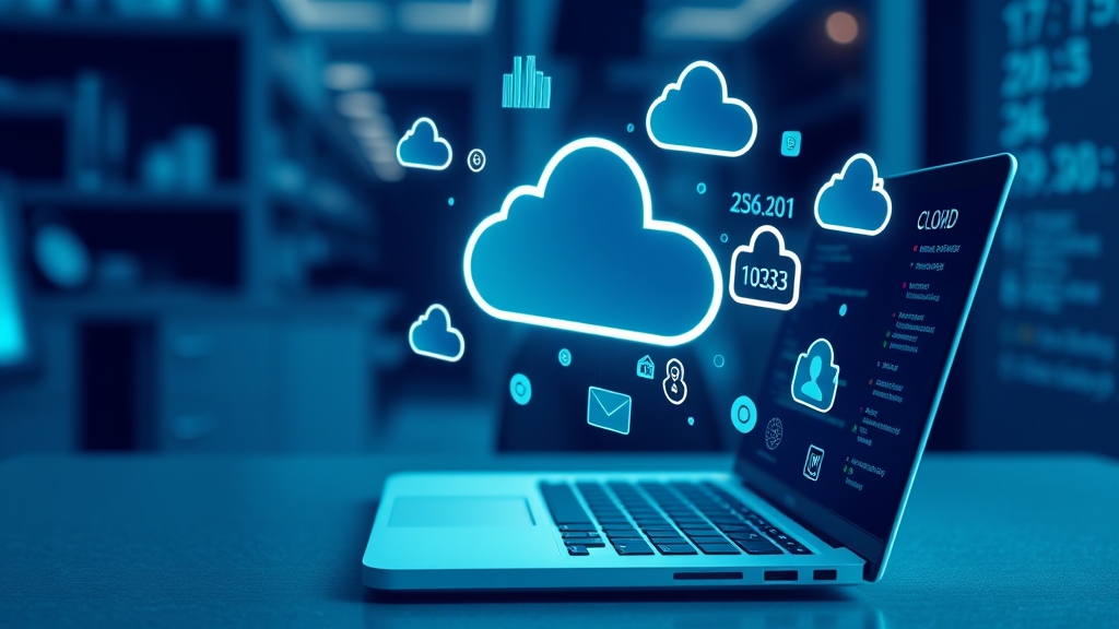 Schermata di un'interfaccia di sviluppo AI semplificata su sfondo blu con icone di cloud e codice