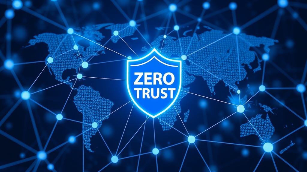Illustrazione di rete globale con scudo Zero Trust