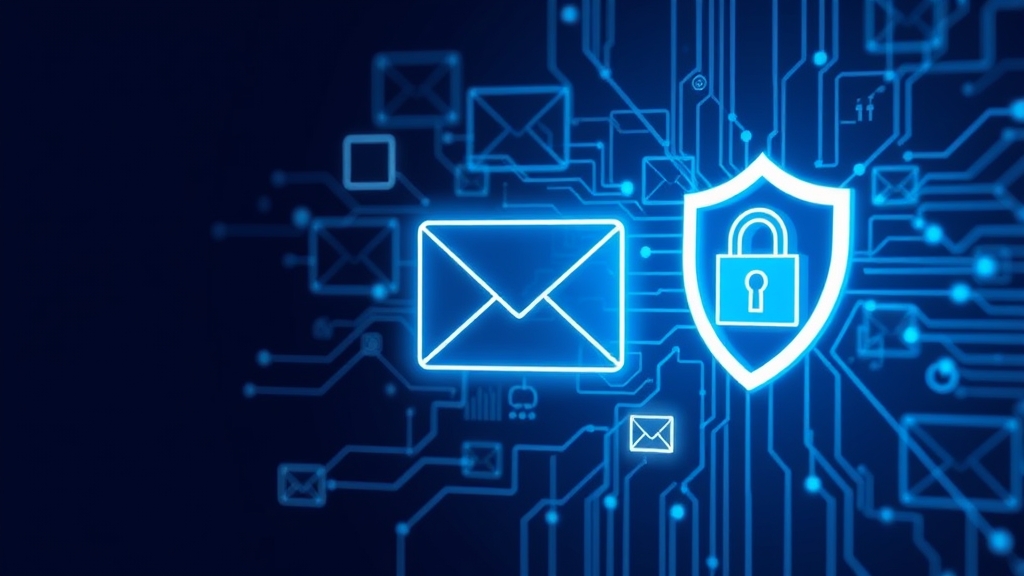 Grafica con icone di email, scudo di sicurezza e grafico in calo che rappresenta la riduzione delle tecniche di phishing