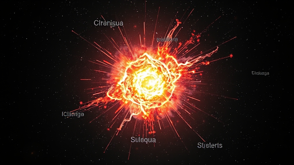 Esplosione di una supernova in cielo notturno
